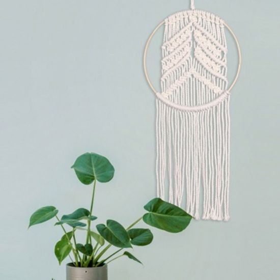 월행잉 우드 링 마크라메 벽장식 태피스트리