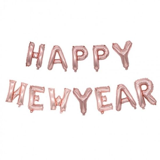 해피뉴이어이니셜은박풍선세트 소-로즈골드  16인치 