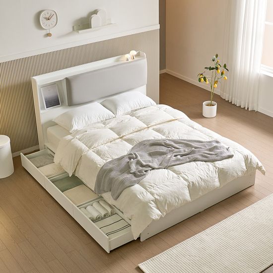 보루네오 밀리 패브릭쿠션 수납침대Q 독립라텍스매트