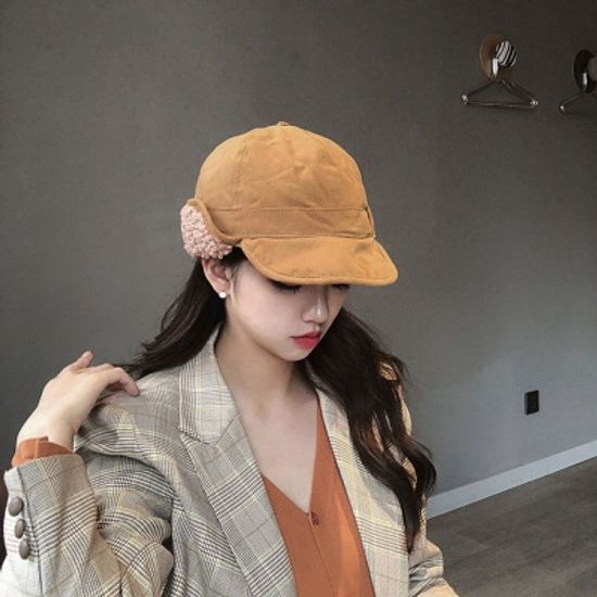 위드유 방한 귀달이모자(머스타드)/ 여성 겨울모자