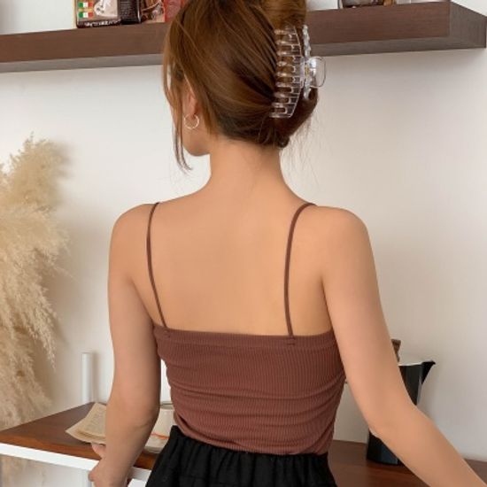 (1+1)스판 골지 패드 노브라 끈나시탑 5color