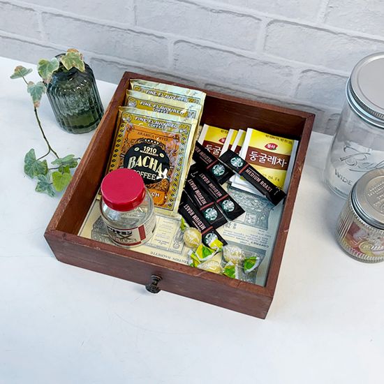 빈티지 프렌치 일러스트 24 서랍모양 우드 트레이