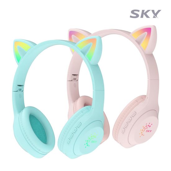스카이 핏 키티 LED 어린이 청력보호 블루투스 헤드셋