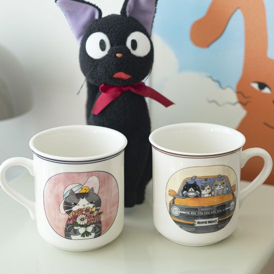 모리네코 귀여운 팝아트 고양이 머그잔 360ml 1+1