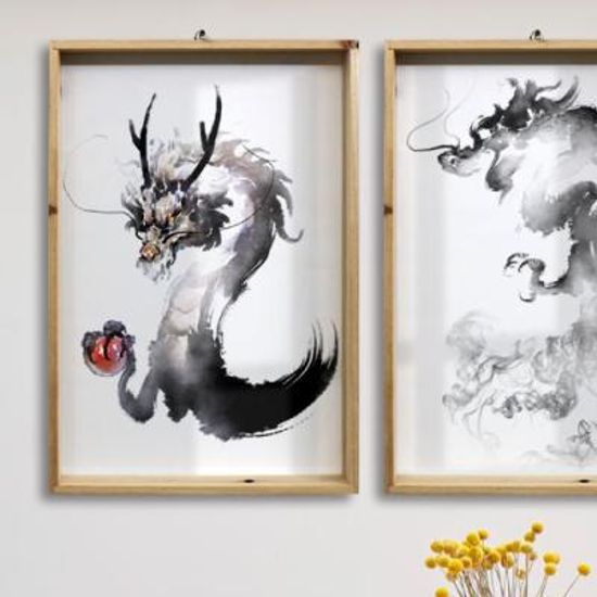 ta447-우드프레임액자_풍수용수묵화(대형)