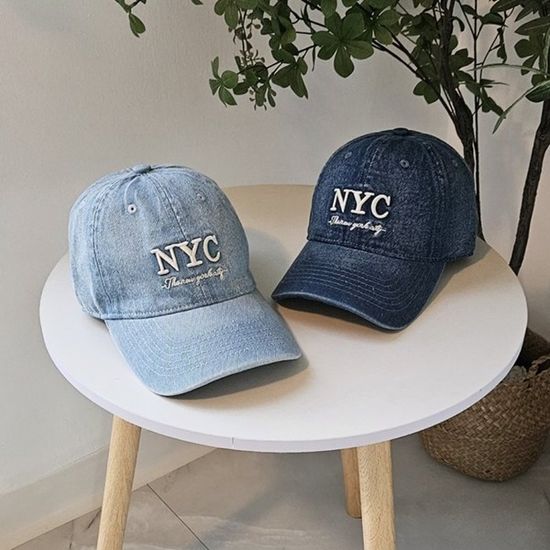 [애슬릿]여자 남자 커플 레터링 데님 깊은 볼캡 야구