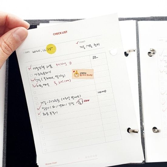 쁘띠로그 A6바인더 리필내지 체크리스트 내지