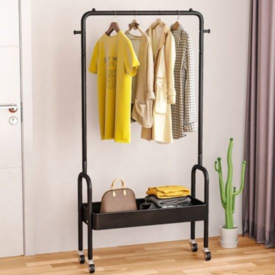 이동식 1단 트롤리 행거 (65cm) (블랙)