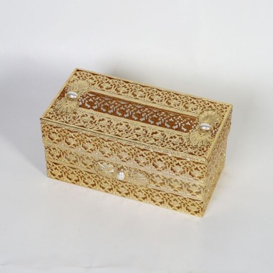 골드메탈 화장대 수납정리-티슈케이스 금도금