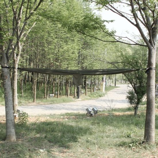 공중쉘터 캠핑 모기장 해먹(카키) 야외 해먹침대