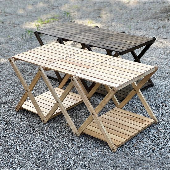 [캠핑덕] 접이식 우드 원버너 멀티 테이블