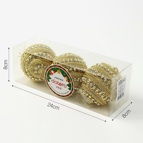 [도토로]로열골드 글리터 장식볼 3p(8cm) (스톤쥬얼리