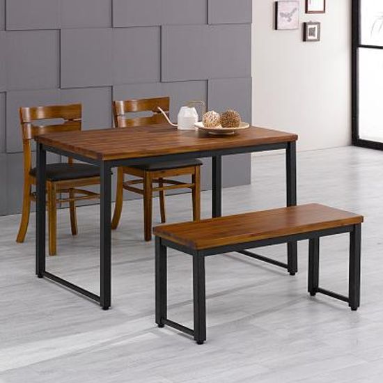 [랜선할인]아카시아 4인식탁+벤치+의자PU세트FN702-15