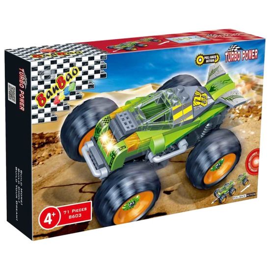 반바오 작동조립블록 터보파워 그린랜드 자동차 모형 만들기 풀백 모터