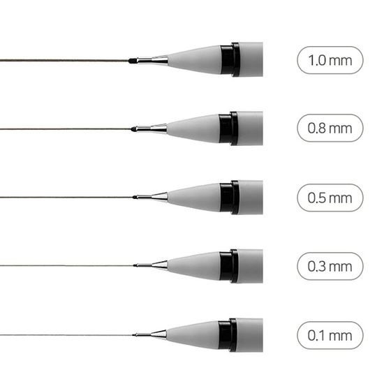 [윈저앤뉴튼] 번지지 않는 파인라이너 블랙 5종 세트
