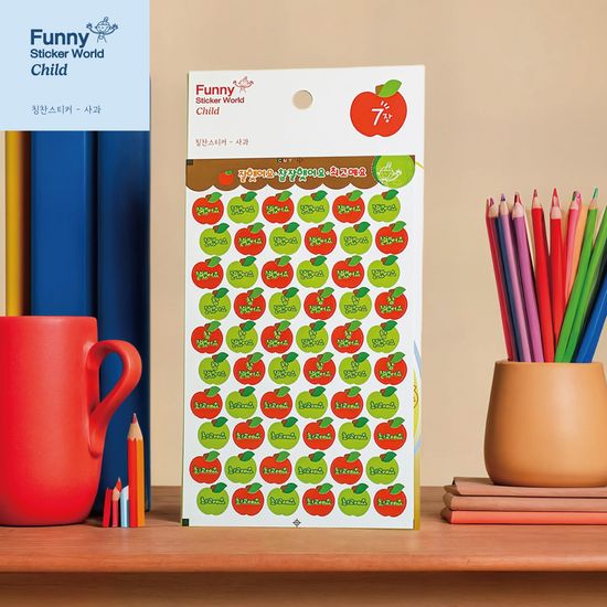 퍼니스티커 80-04 사과 아트지 차일드 스티커