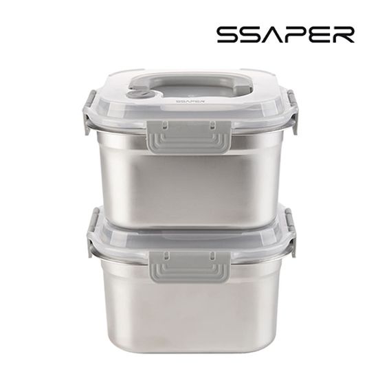 셰퍼 스퀘어락 패밀리 스텐 밀폐용기 2종 세트 2500*2