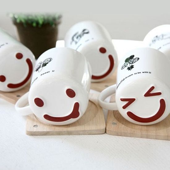 이모티콘 양각 표정 머그 and 스푼세트