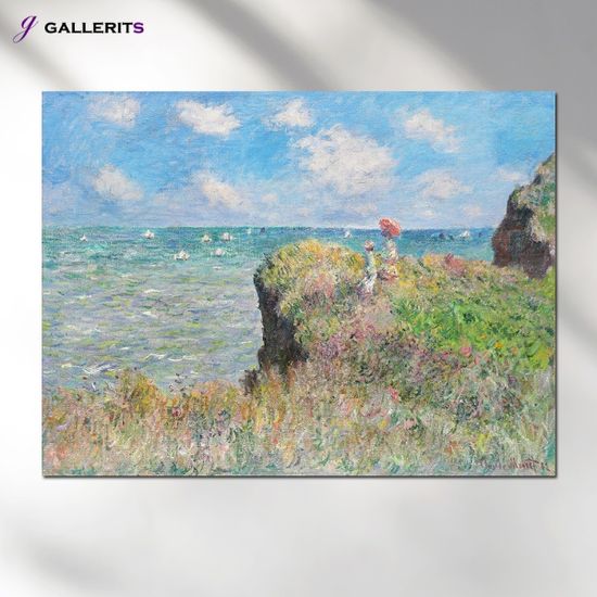 모네 그림 푸르빌 절벽의 산책 인테리어 명화 중형