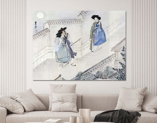 신윤복 그림 민화 단오풍정 월하정인 거실 인테리어