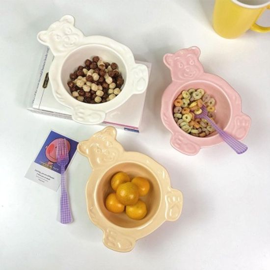 귀여운 곰돌이그릇 시리얼 베어볼 접시 3color 세트