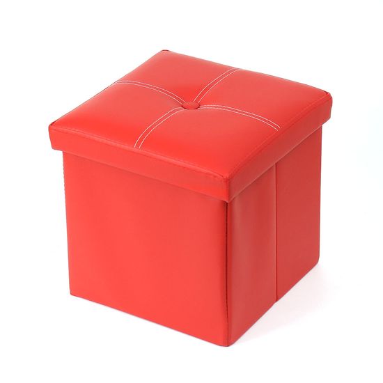 스툴스 인조가죽 수납의자(30cm) (레드) 보조의자