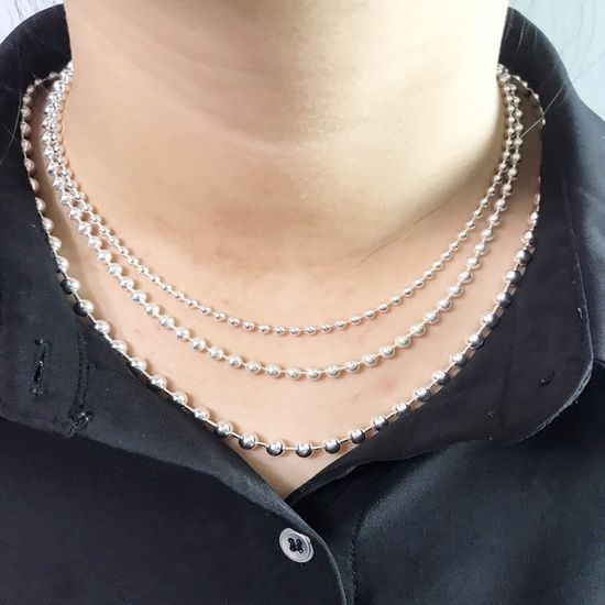 은볼 군번줄 은목걸이 남녀공용 진주목걸이