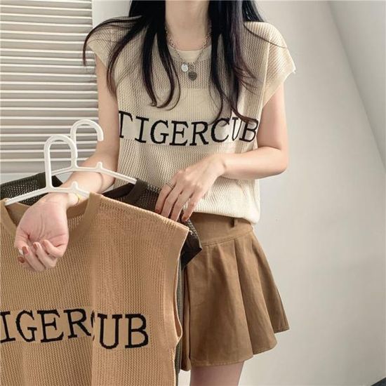 레터링 시스루 민소매니트