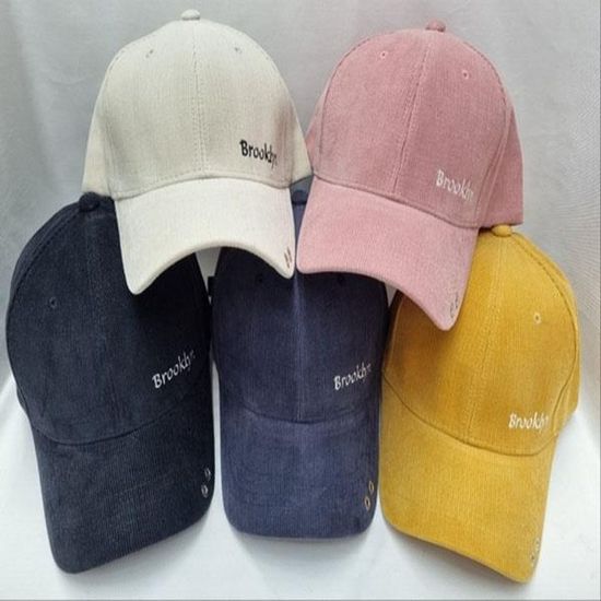 [애슬릿]영문 로고 빈티지 골덴 대두 볼 캡 모자