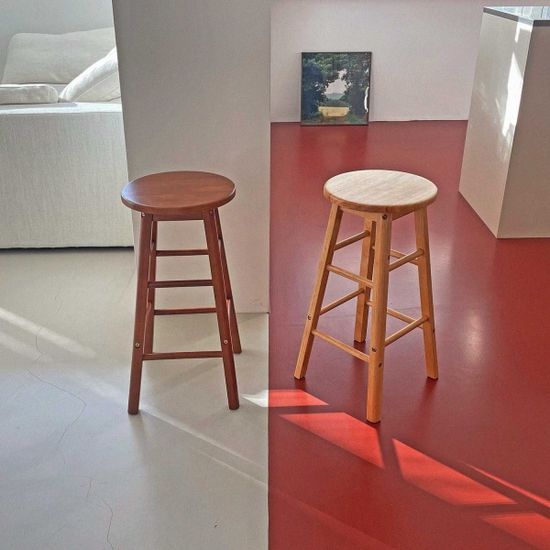 원목 원형 바 스툴