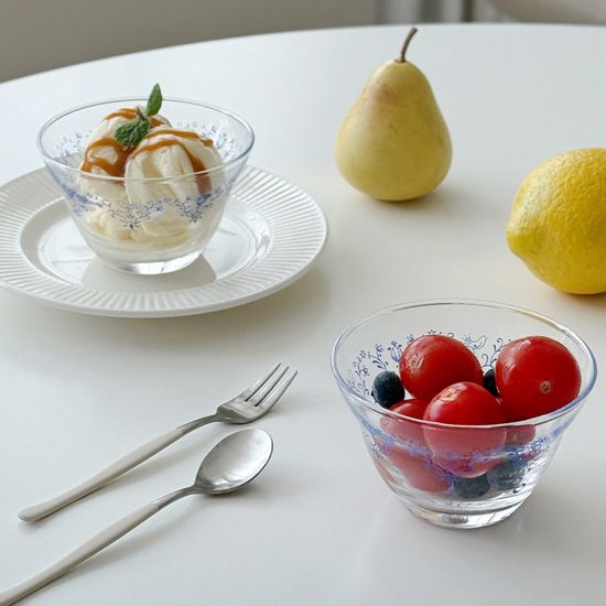 마메종 블루로즈 유리 글라스 디저트볼 1p