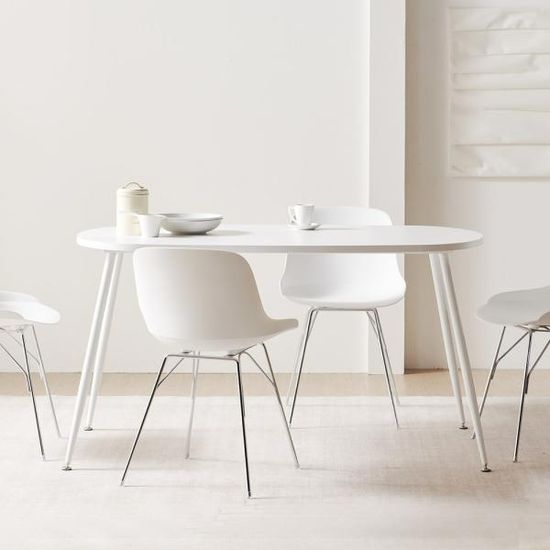 러프 미드센츄리 타원형 화이트 식탁세트 4인용 1400