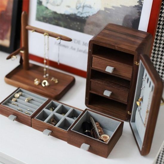 고급 원목 인테리어 주얼리 액세서리 수납함 보석함