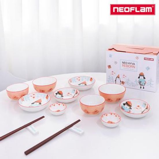 [네오플램] 휘바 리본 2인 도자기 14p 식기세트