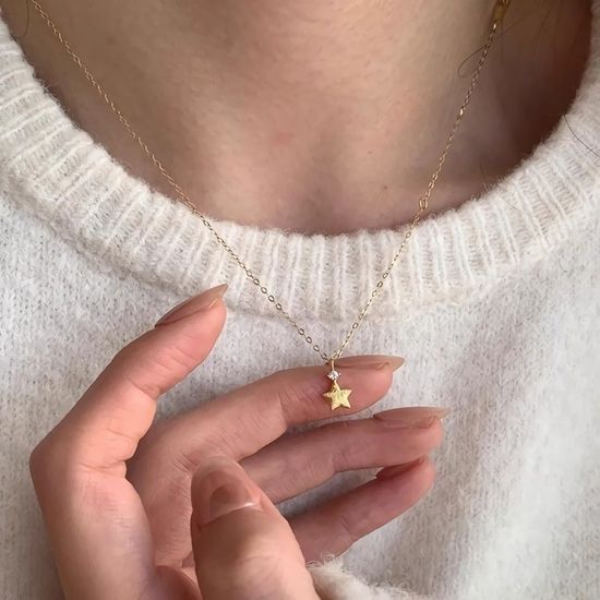 여성 럭키스타 미니멀 큐빅 별 목걸이