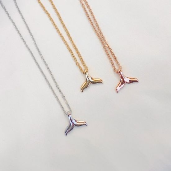 (기쁨의 발견)행운담은 고래꼬리+탄생석 목걸이 -실버