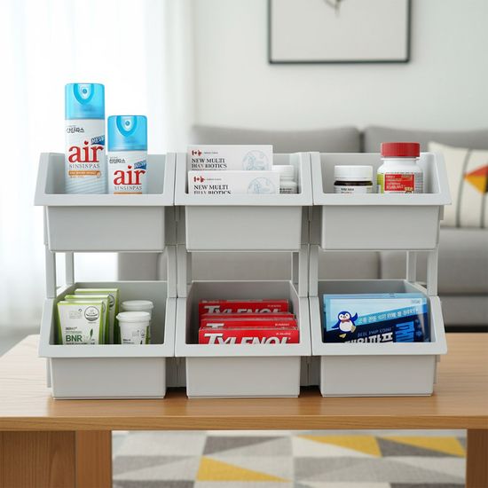 이유 적층형 다용도 정리함 6P 미니 수납 분리 바스켓