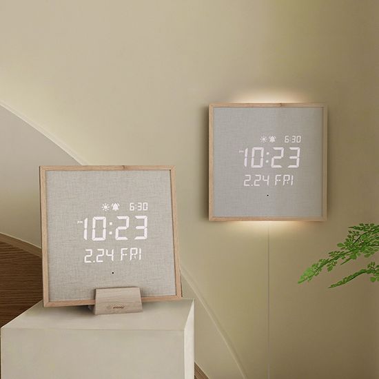 무아스 우든프레임 백라이트 무드등 LED 벽시계