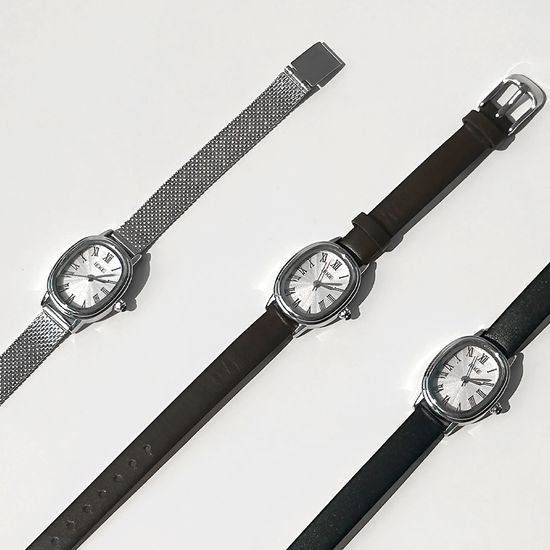 클래식 실버 타원 시계 2type
