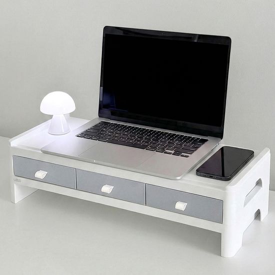 레토 서랍형 모니터받침대 스탠드 2단 LMS-DT08