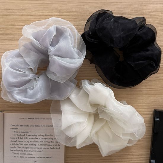 [자체제작/3개세트] 이중 새틴 쉬폰 빅 스크런치