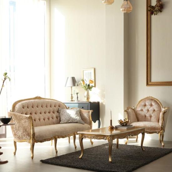 유캐슬 다비드 엔틱 골드 소파세트1 (1인+3인+테이블)