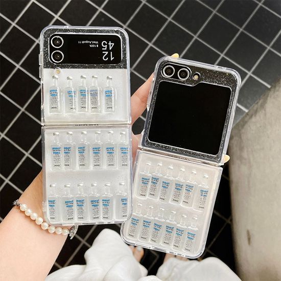 갤럭시z플립 폴드 보드카 술병 데코덴 투명 pc 케이스