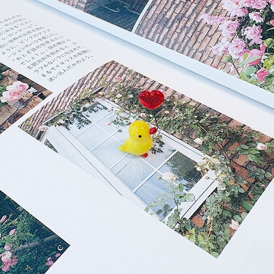 유리 미니어쳐 하트 작은 새