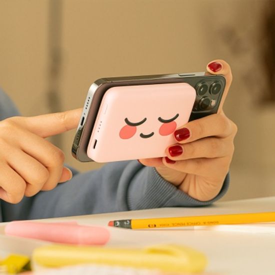 카카오프렌즈 어부바 무선 충전 보조배터리5000mAh-어부바 무선 보조배터리_어피치