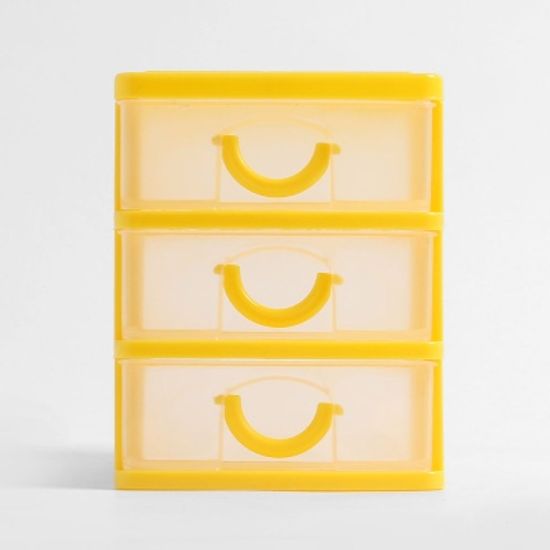 컬러팝 3단 멀티박스(옐로우) / 책상정리 소품정리함