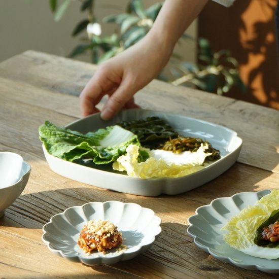 모네프 피네 도자기 눈꽃 사각접시 20cm