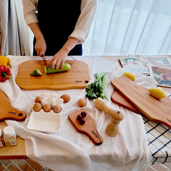 Holin 마호가니&월넛(호두) 원목 도마 SET-월넛 사각홈+스퀘어