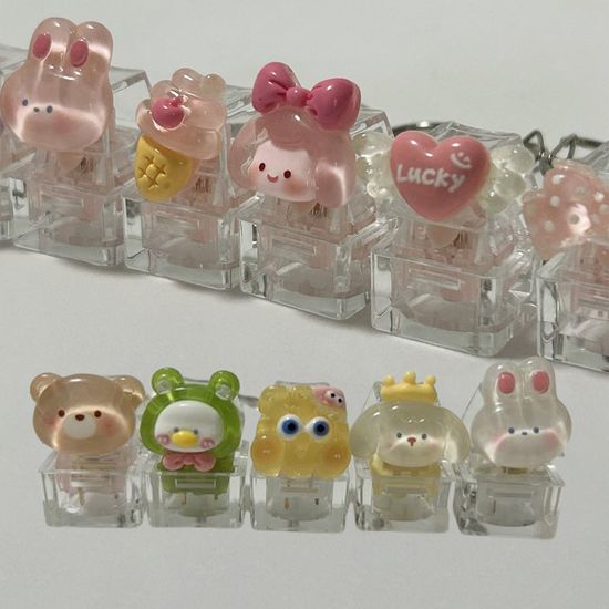 큐트 캐릭터 피젯 키보드 버튼 키캡 키링 토이 키홀더