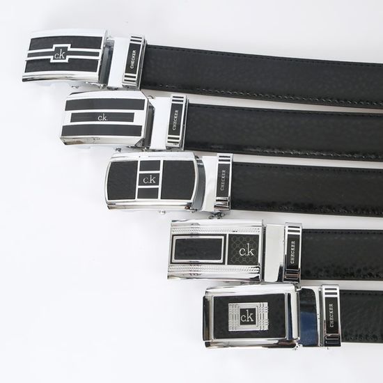 [디꾸보]클래식 체커 자동버클 남성가죽벨트 SS171